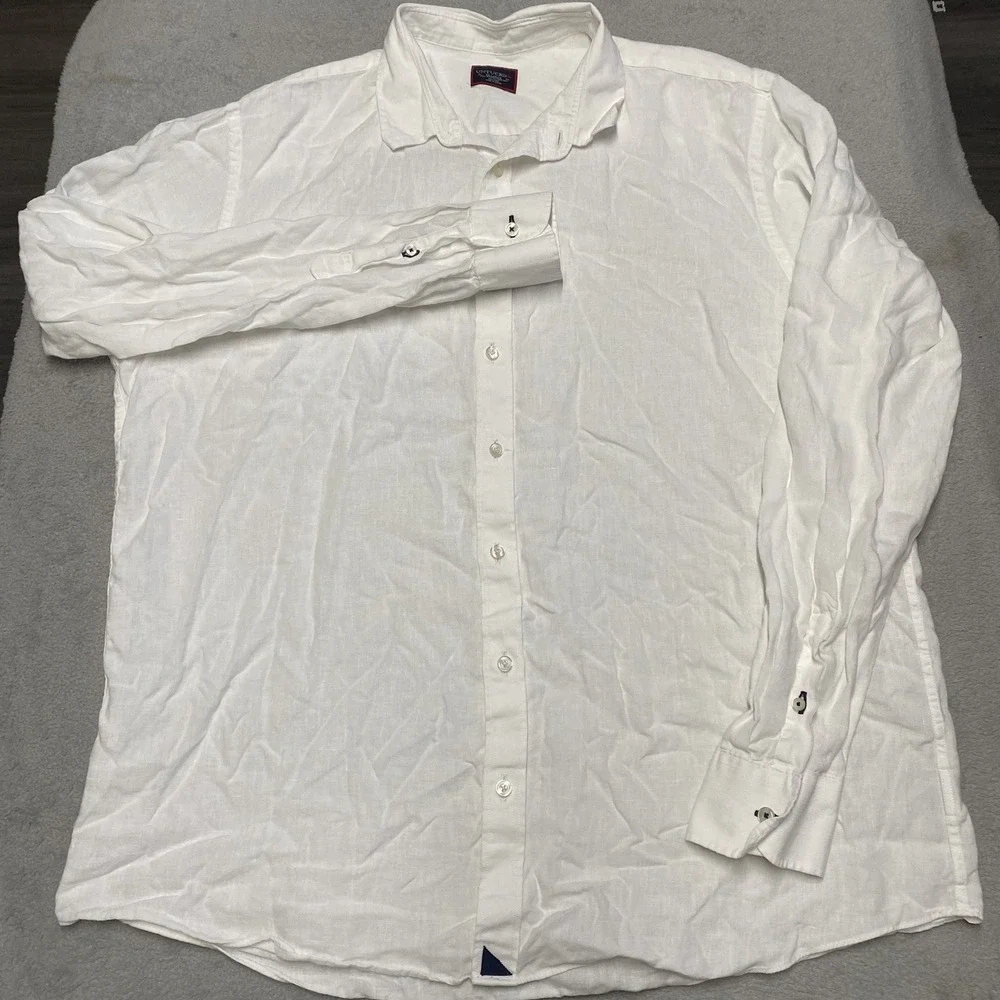 UNTUCKit Linen Shirt Mens 2XL Tall White Long Sleeve‎ Button Up Crianza
